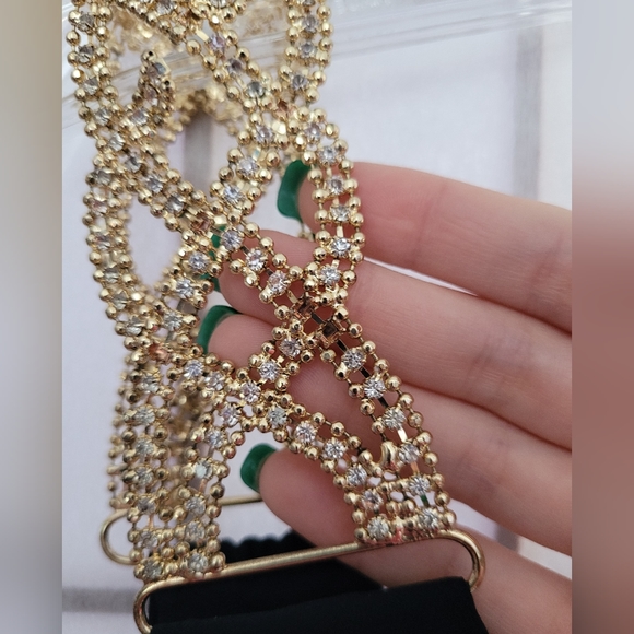 Navy Blue Formal Dress with Gold Chain Link Strap Fits Like Size 8 - Picture 10 of 13